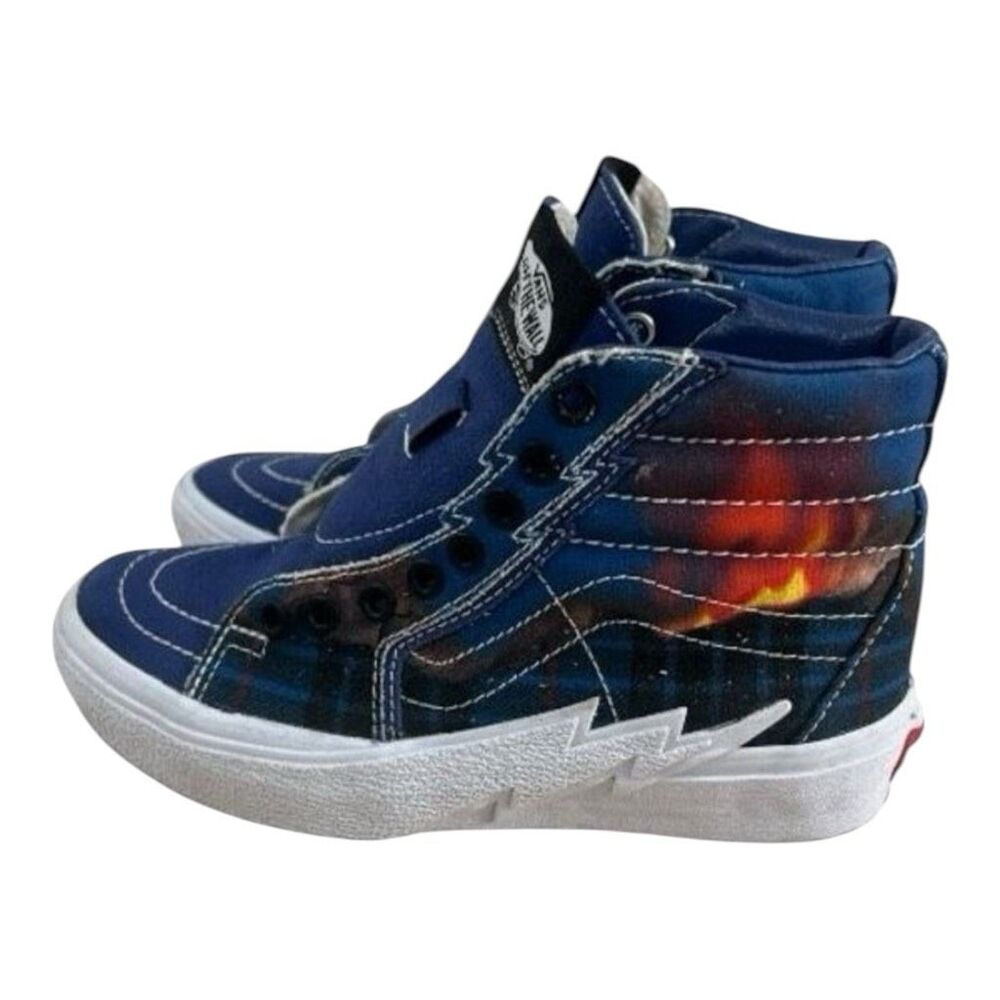 Vans Sk8-Hi Bolt Racing Blue White Lightning Bolt Women Sneakers Size 5 Men 3.5